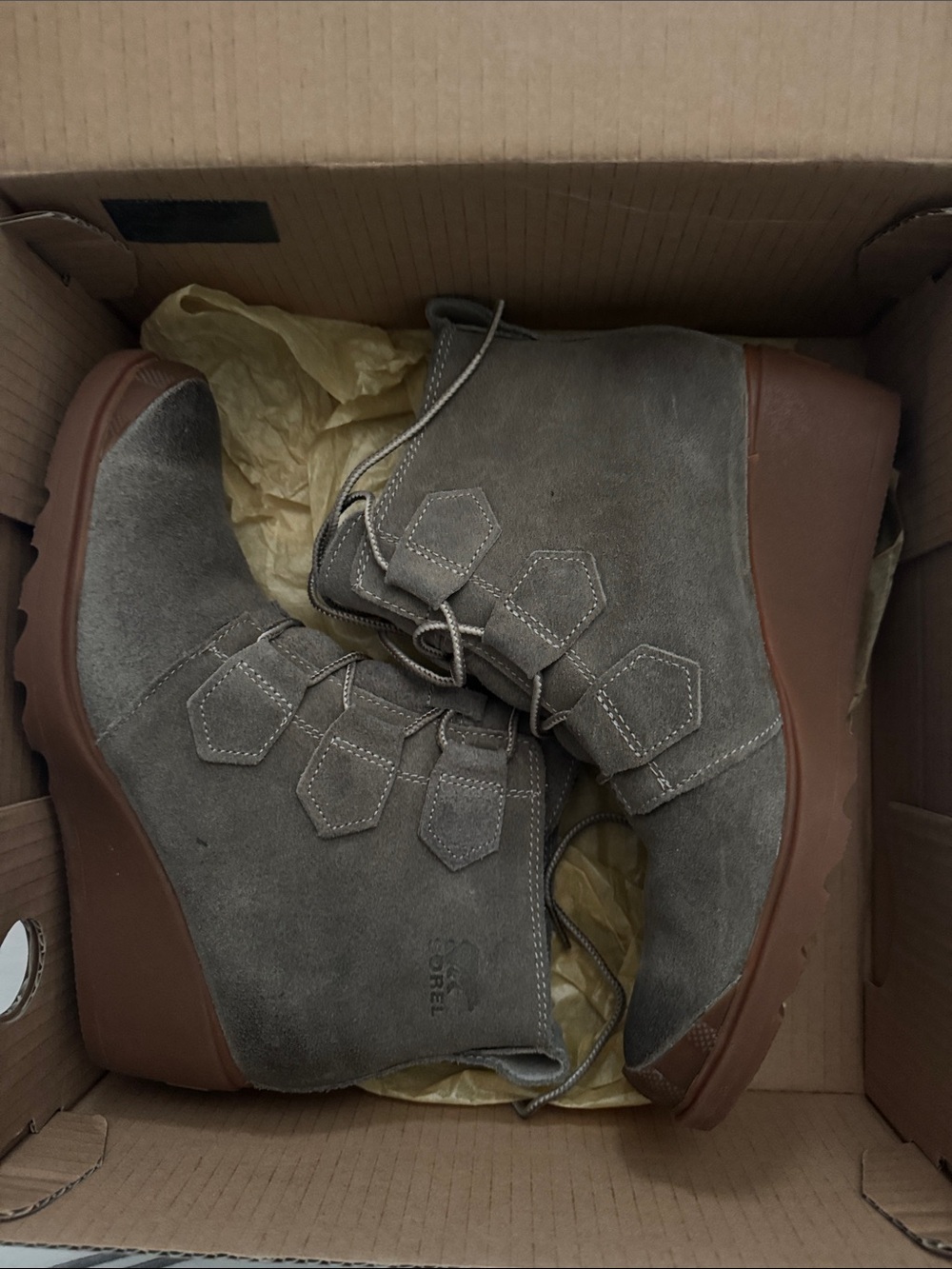 Sorel womens Grey Suede Chukka Boots with Brown Sole